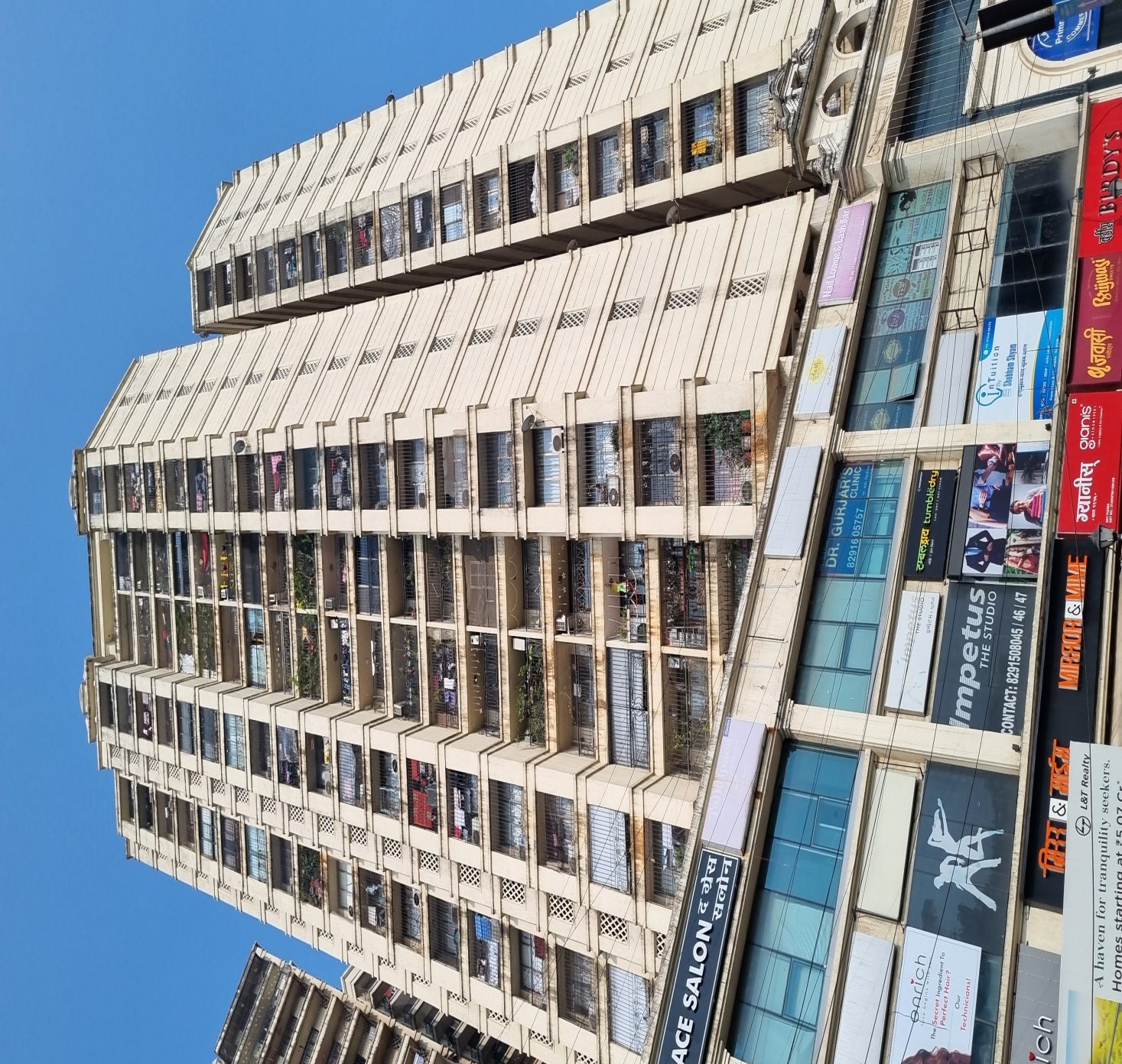 Commercial building facade after restoration