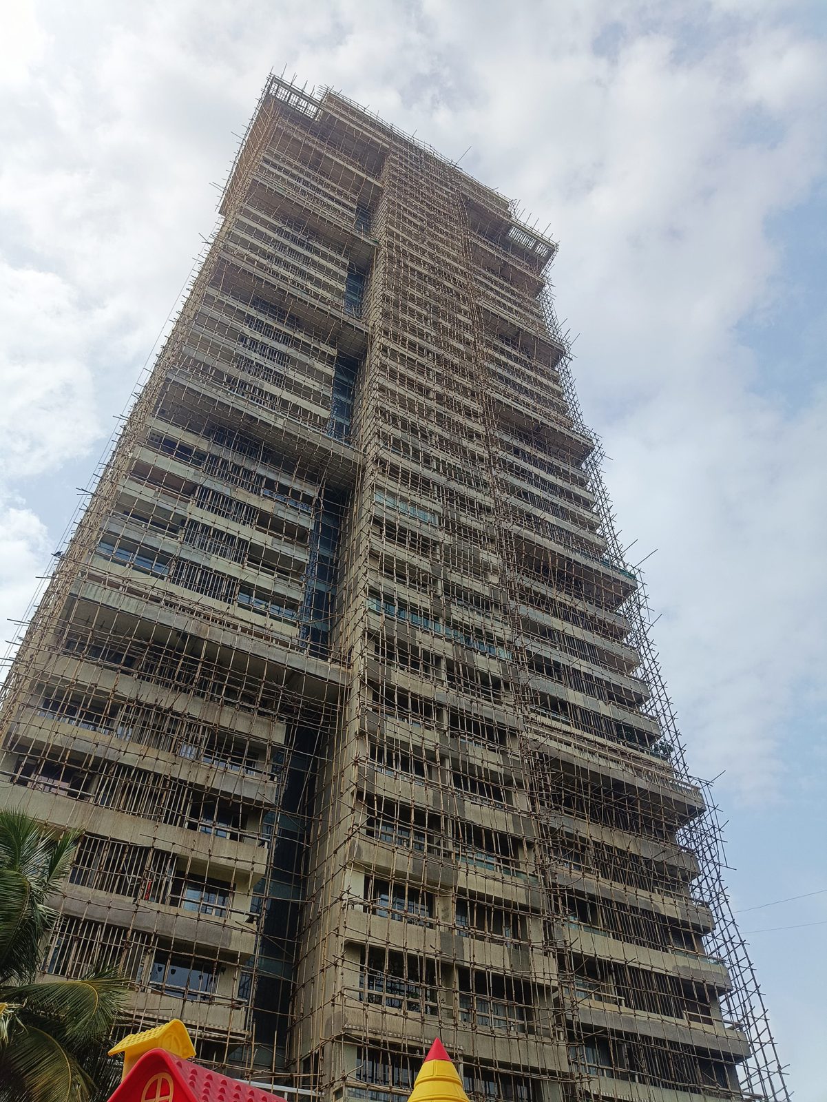 Scaffolded high-rise tower during a restoration project